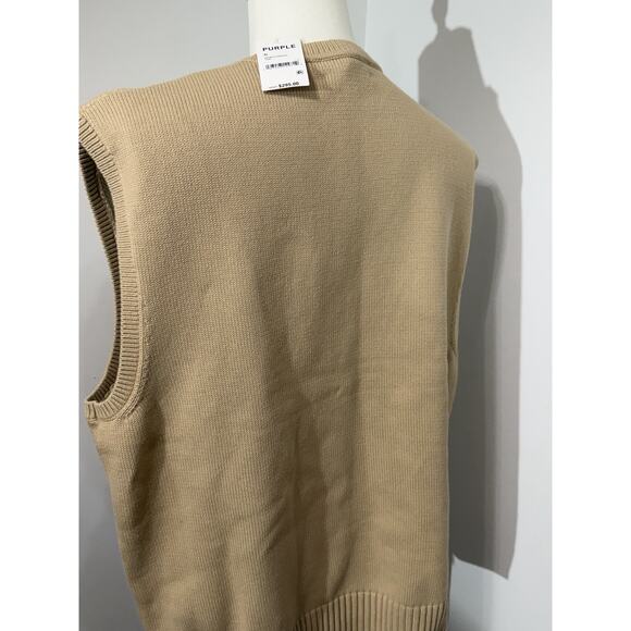NEW Purple Brand Guardian Tan Jacquard Sweater Vest Size XL Relaxed Fit NWT $295 - Picture 3 of 3